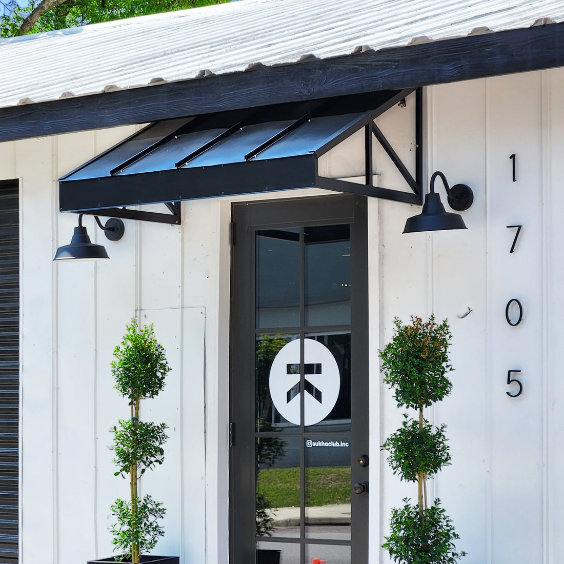 Standing seam aluminum awning engineered for wind and snow loads