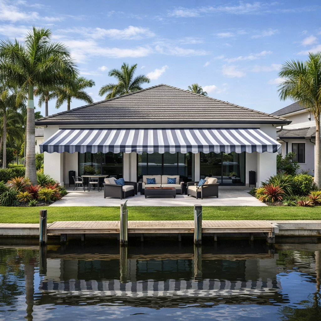 Retractable awning installed over a patio – DIY retractable awning installation guide