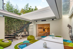 Renson Aero Skye retractable integrated roof, private residence Italy