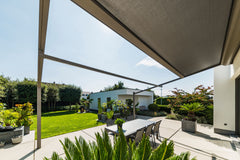 Renson Lapure retractable fabric roof pergola on a private residence