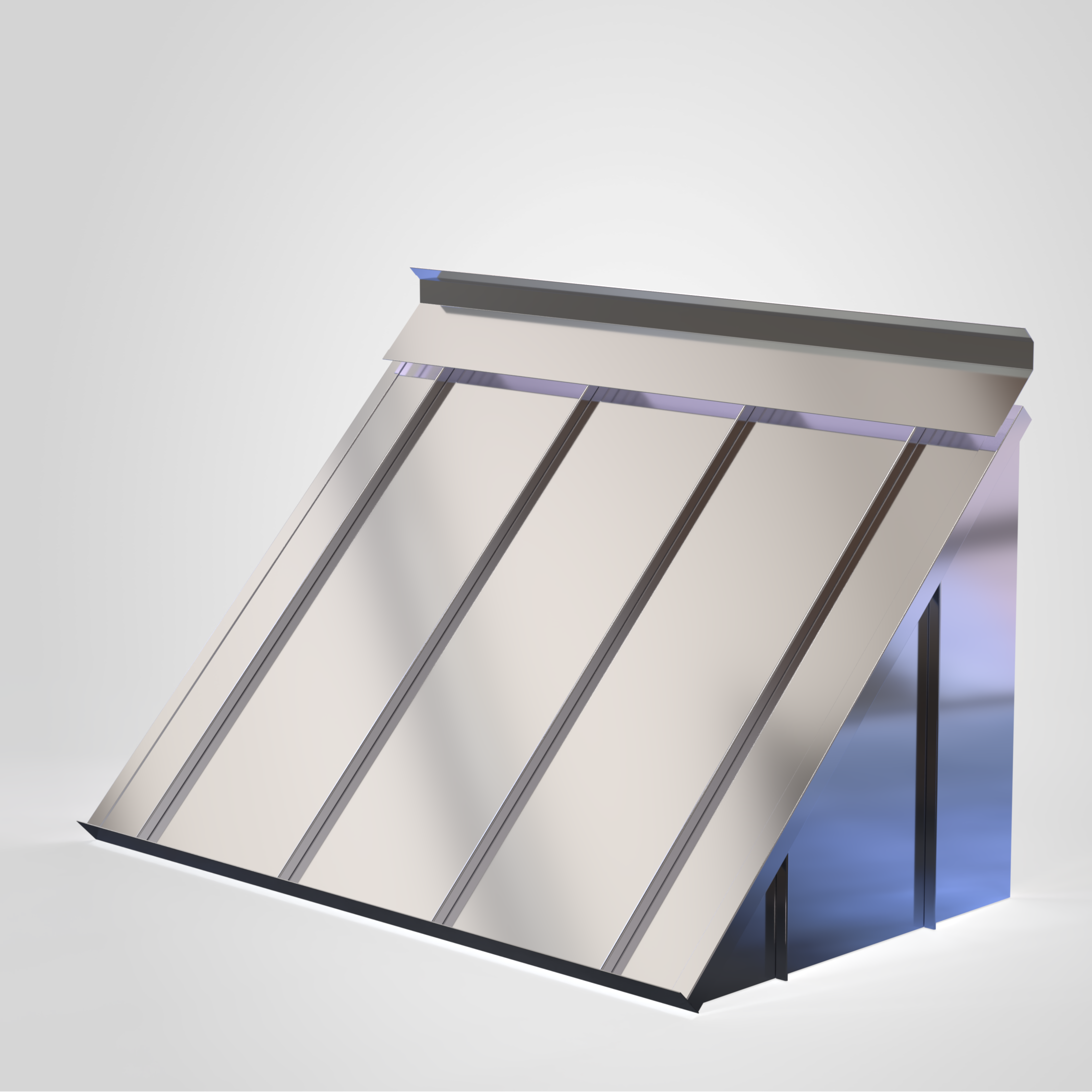 Metallic roof panel on a white background