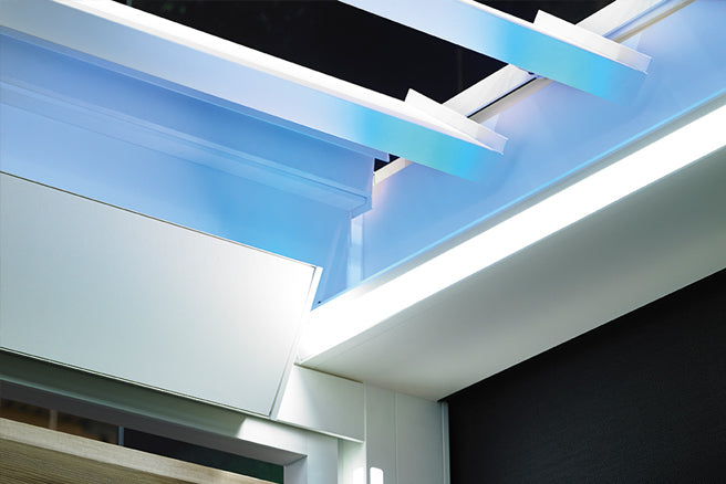 Renson Aero Canvas with LED lighting in the roof frame